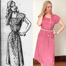 Load image into Gallery viewer, vintage 1940s pink polka dot dress {m}