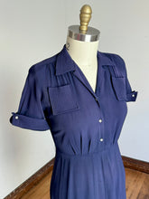Load image into Gallery viewer, vintage 1940s navy rayon dress {m}