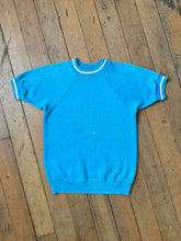 Load image into Gallery viewer, vintage 1960s blue short sleeve sweatshirt
