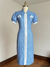 Load image into Gallery viewer, vintage 1930s blue gingham dress {XL}
