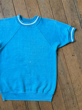 Load image into Gallery viewer, vintage 1960s blue short sleeve sweatshirt
