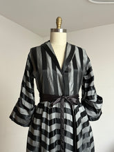 Load image into Gallery viewer, vintage 1940s two tone black striped dress dressing gown {m}