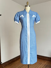 Load image into Gallery viewer, vintage 1930s blue gingham dress {XL}