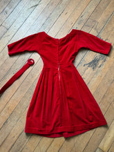 Load image into Gallery viewer, vintage 1960s red velvet dress {xxs}