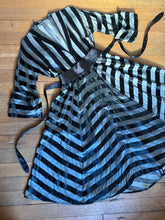 Load image into Gallery viewer, vintage 1940s two tone black striped dress dressing gown {m}