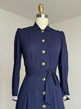 Load image into Gallery viewer, vintage 1930s 40s navy nautical dress {s}