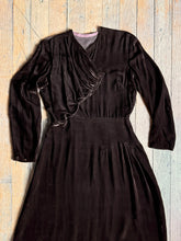 Load image into Gallery viewer, vintage 1930s brown velvet dress {m}