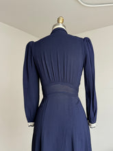 Load image into Gallery viewer, vintage 1930s 40s navy nautical dress {s}