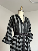 Load image into Gallery viewer, vintage 1940s two tone black striped dress dressing gown {m}