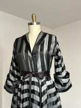 Load image into Gallery viewer, vintage 1940s two tone black striped dress dressing gown {m}