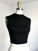 Load image into Gallery viewer, vintage 1960s black wool crop top {xs/s}