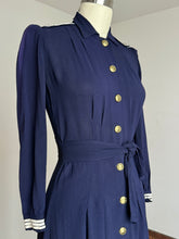 Load image into Gallery viewer, vintage 1930s 40s navy nautical dress {s}