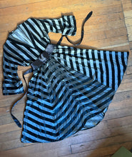 Load image into Gallery viewer, vintage 1940s two tone black striped dress dressing gown {m}