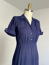 Load image into Gallery viewer, vintage 1940s navy rayon dress {m}