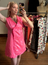 Load image into Gallery viewer, vintage 1960s pink shimmer baby doll dress {xs}