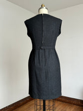 Load image into Gallery viewer, vintage 1950s grey wool wiggle dress {m}