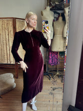 Load image into Gallery viewer, vintage 1930s velvet half zip dress {s/m}