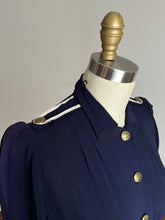 Load image into Gallery viewer, vintage 1930s 40s navy nautical dress {s}