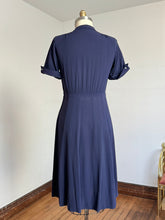 Load image into Gallery viewer, vintage 1940s navy rayon dress {m}