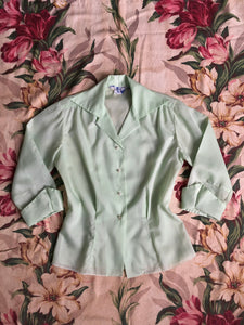 vintage 1950s green blouse {m}