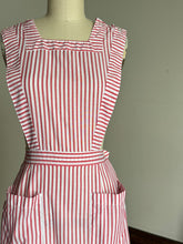 Load image into Gallery viewer, vintage 1970s does 40s candy striper pinstripe pinafore {xs-s}