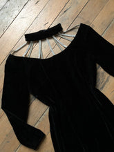 Load image into Gallery viewer, vintage 1980s rhinestone cage neck dress {s}
