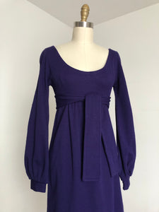 vintage 1960s 70s Alvin Duskin purple mini dress {xs}