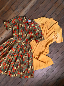 vintage 1950s novelty shirtwaist dress {s}