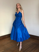 Load image into Gallery viewer, vintage 1950s blue party dress {xs}