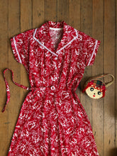 Load image into Gallery viewer, vintage 1940s 50s novelty rooster dress {xs}