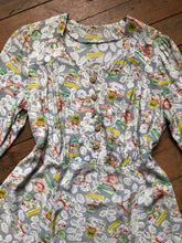 Load image into Gallery viewer, DRESS SALE // vintage 1940s novelty flower cart dress {L}