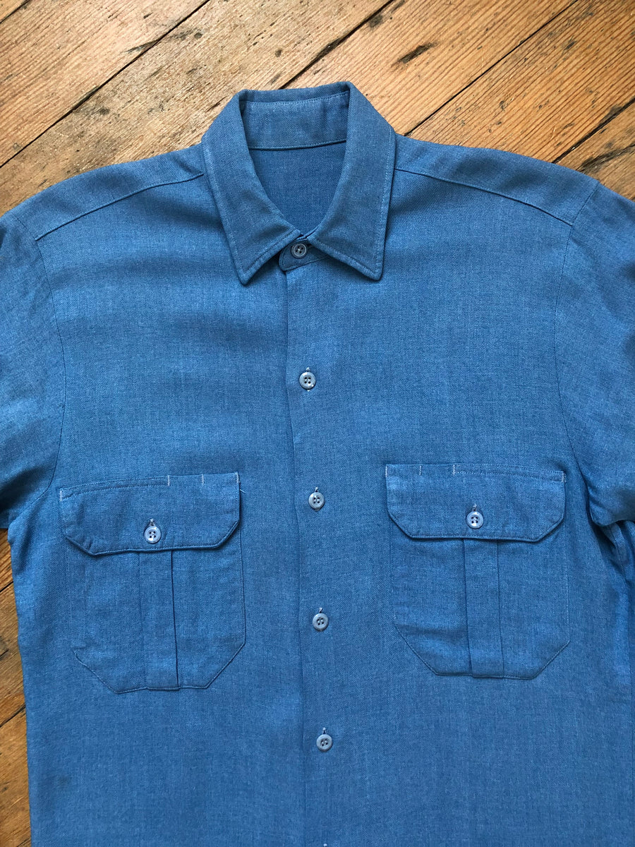 vintage 1940s 50s blue rayon shirt – Trunk of Dresses