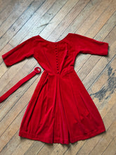 Load image into Gallery viewer, vintage 1960s red velvet dress {xxs}