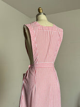 Load image into Gallery viewer, vintage 1970s does 40s candy striper pinstripe pinafore {xs-s}