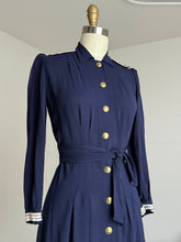 Load image into Gallery viewer, vintage 1930s 40s navy nautical dress {s}