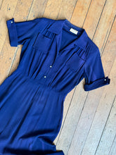 Load image into Gallery viewer, vintage 1940s navy rayon dress {m}