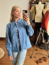 Load image into Gallery viewer, vintage 1940s 50s denim smock jacket {S-L}