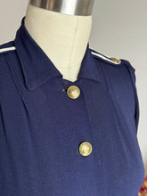 Load image into Gallery viewer, vintage 1930s 40s navy nautical dress {s}