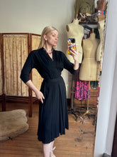 Load image into Gallery viewer, vintage 1940s black rayon dress {s}