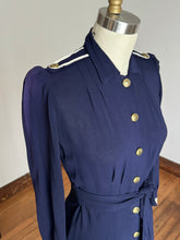 Load image into Gallery viewer, vintage 1930s 40s navy nautical dress {s}