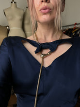 Load image into Gallery viewer, vintage 1950s navy evening dress {s}