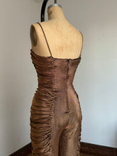 Load image into Gallery viewer, vintage 1980s Frederick’s of Hollywood gold jumpsuit {s}