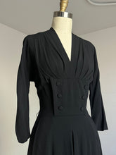 Load image into Gallery viewer, vintage 1940s black rayon dress {s}