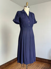 Load image into Gallery viewer, vintage 1940s navy rayon dress {m}