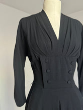 Load image into Gallery viewer, vintage 1940s black rayon dress {s}