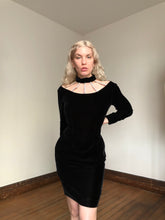 Load image into Gallery viewer, vintage 1980s rhinestone cage neck dress {s}