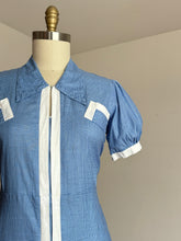 Load image into Gallery viewer, vintage 1930s blue gingham dress {XL}