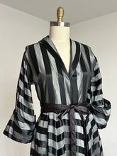 Load image into Gallery viewer, vintage 1940s two tone black striped dress dressing gown {m}