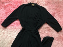 Load image into Gallery viewer, vintage 1940s black rayon dress {s}