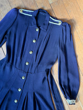Load image into Gallery viewer, vintage 1930s 40s navy nautical dress {s}